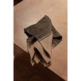 Natural black striped linen kitchen towel