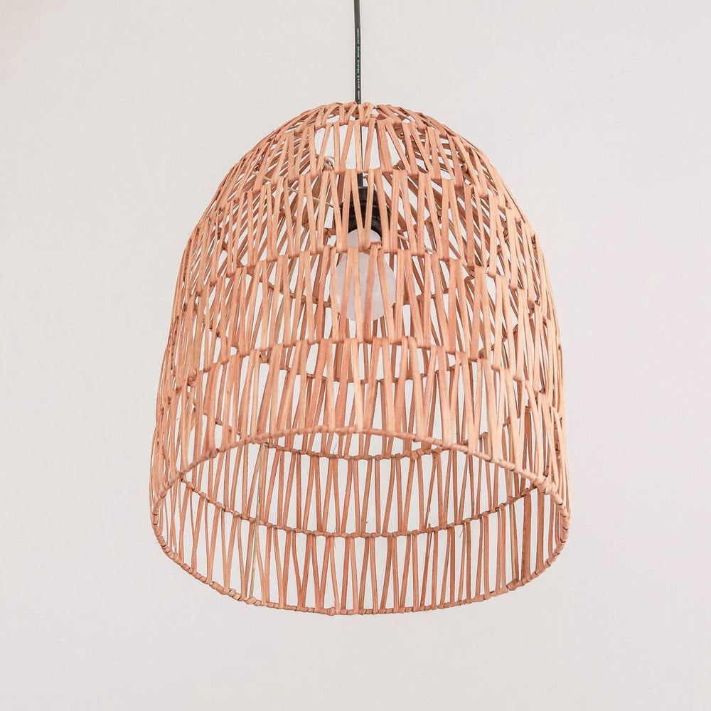 Beige woven rattan pendant lamp