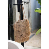 Natural raffia woven tote bag