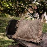 Raffia Throw Pillow Gandi – Handmade Decorative Cushion with Filling