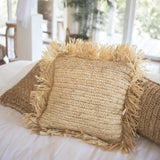 Raffia Throw Pillow Gandi – Handmade Decorative Cushion with Filling