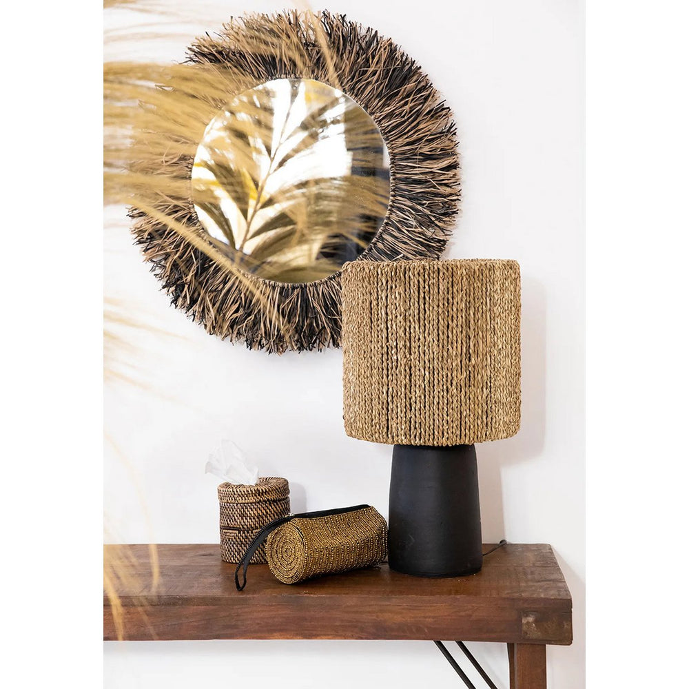 Natural brown handwoven rattan tissue box