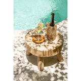 Brown teak wood round plate