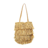 Natural raffia woven tote bag
