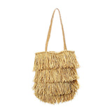 Natural raffia woven tote bag