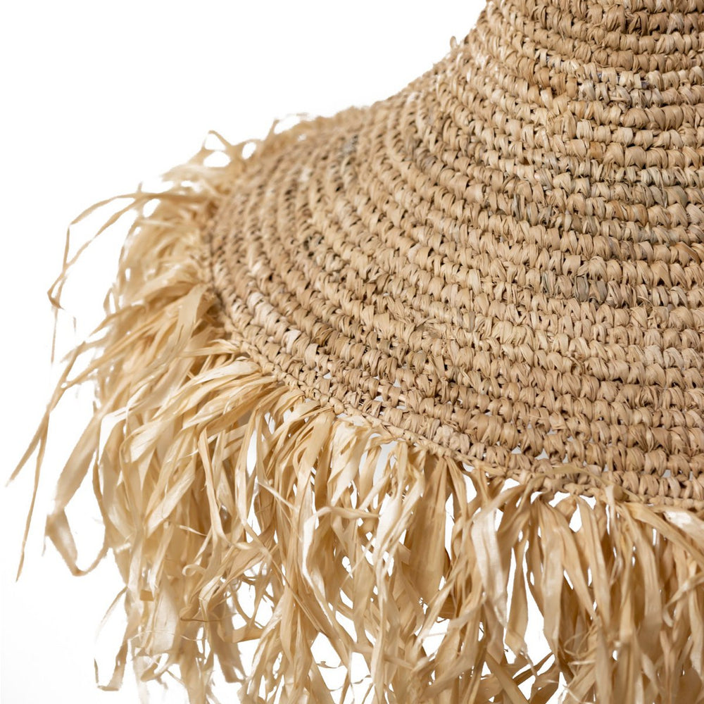 Beige raffia lampshade with fringes