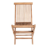 Natural teak wood dining chair with slatted seat and back