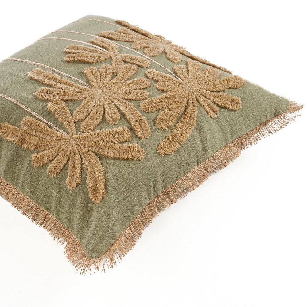 Forest green cotton cushion cover