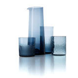 Blue glass water carafe