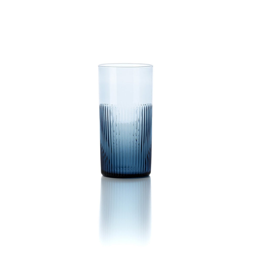 Blue rippled glass tumbler