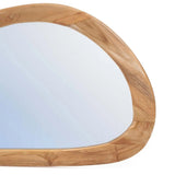 Beige organic teak wood wall mirror