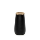 Black terracotta vase with raffia detail