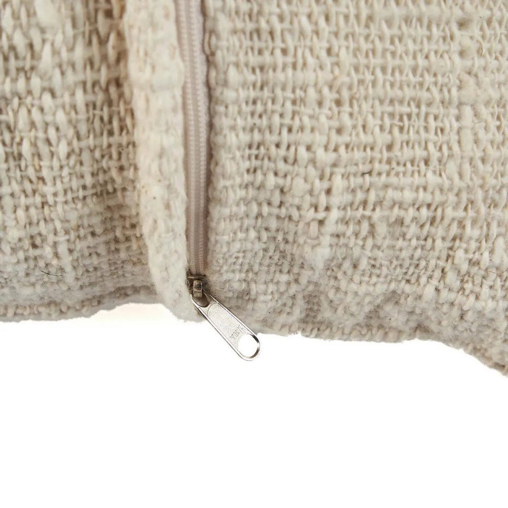 Natural cotton cushion cover with travel-inspired pattern