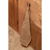 Natural white linen kitchen towel with palm tree print