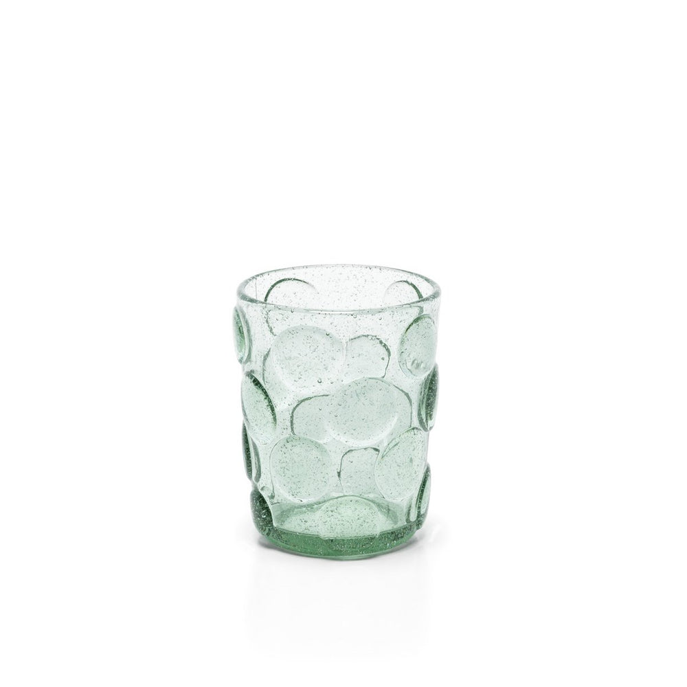Aqua frosted glass water glass with dotted texture