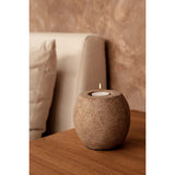 Brown terracotta candle holder