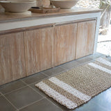 Beige and white striped seagrass rug