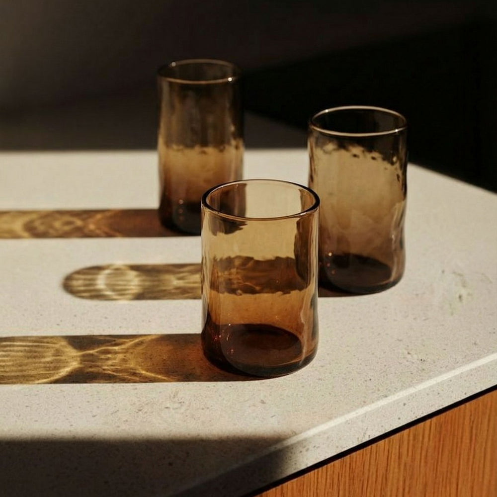 Brown handblown glass tumbler