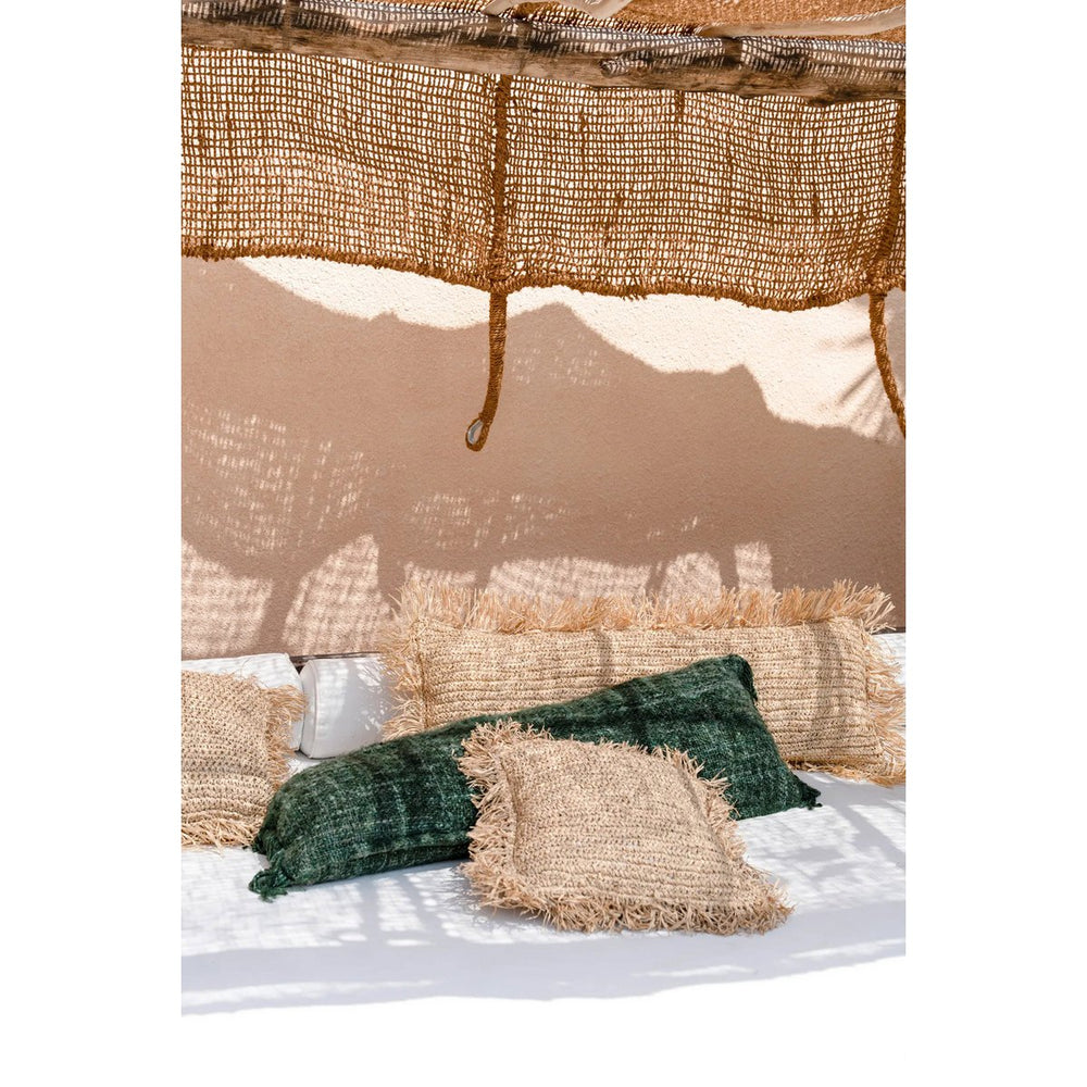 Natural raffia rectangular cushion cover