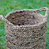 Brown woven water hyacinth basket with handles