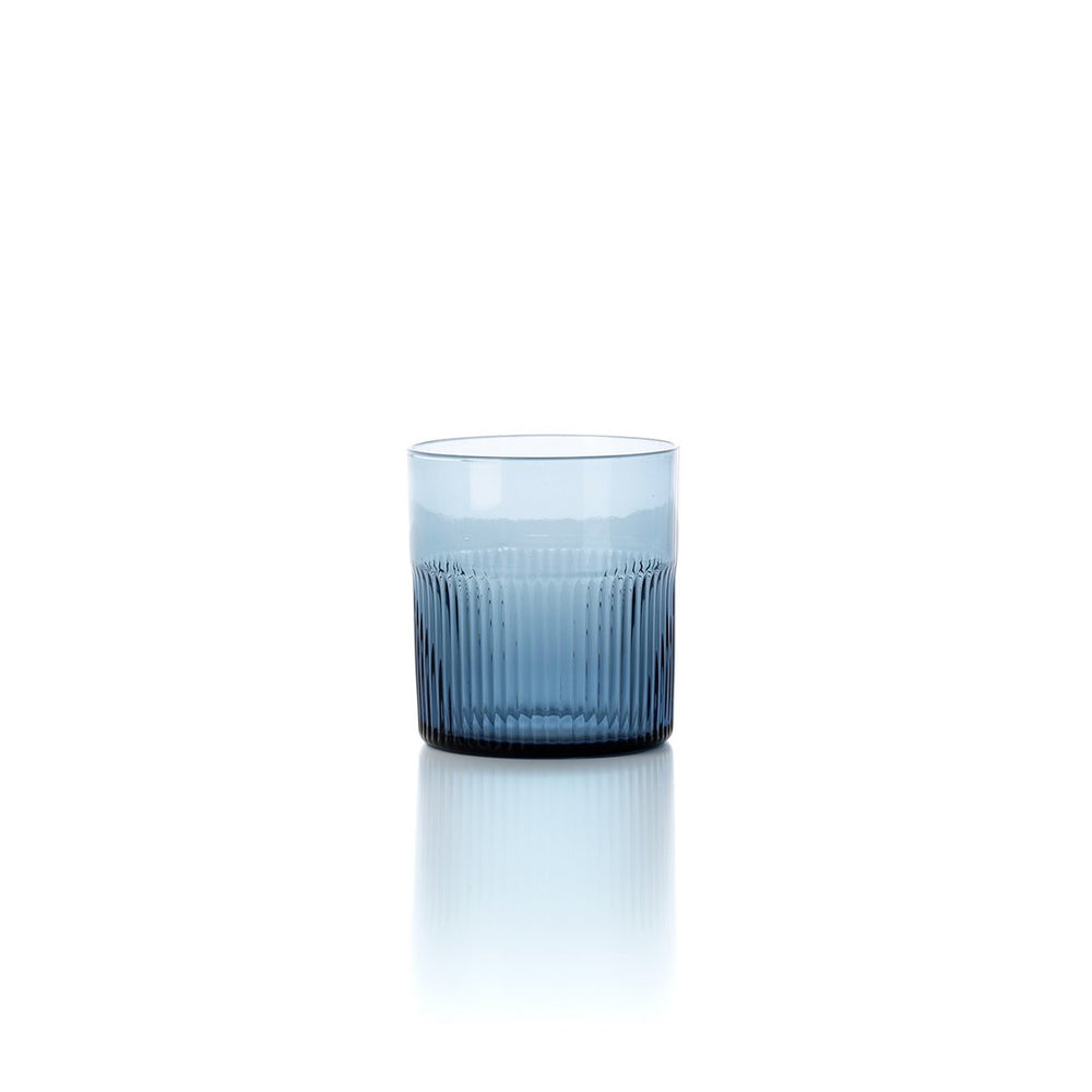 Blue rippled glass tumbler