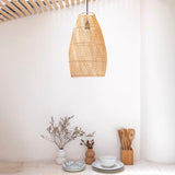 Beige woven rattan ceiling lampshade