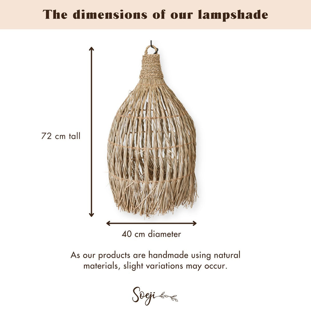 Beige woven seagrass pendant lampshade