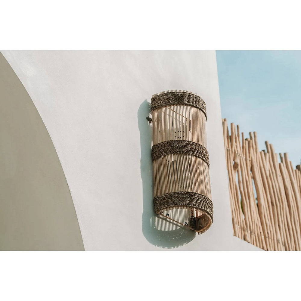 Natural rattan wall applique light shade