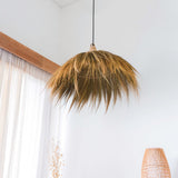 Large Seagrass Lampshade with Fringes - Natural Boho Pendant Light Mawana (Ø 53 cm)