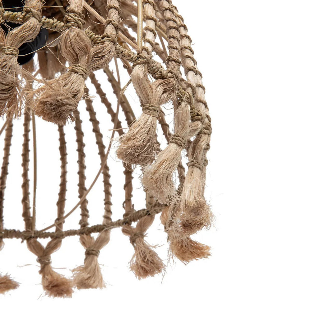 Natural abaca tassel pendant light