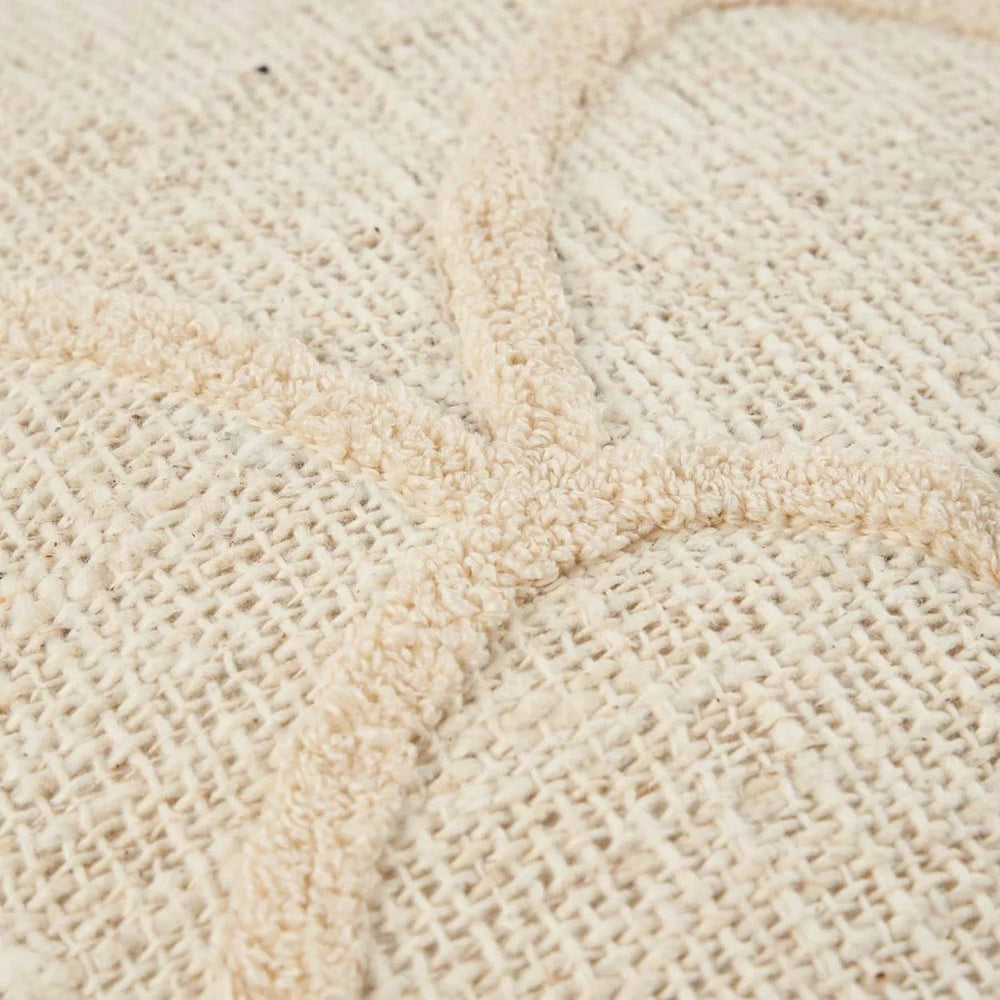 Natural cotton cushion cover with hand-tufted arch pattern