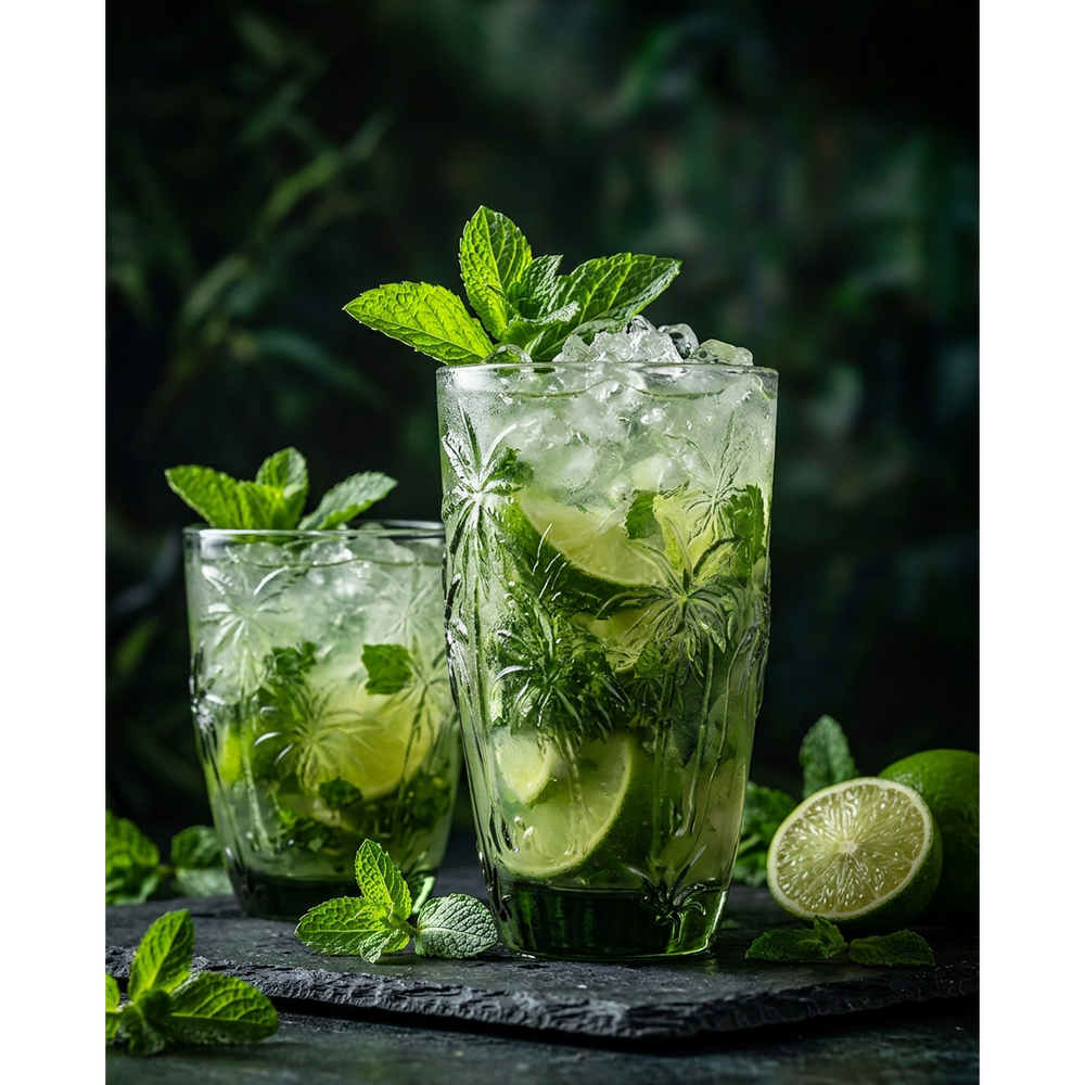 Green etched glass highball tumbler