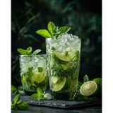 Green etched glass highball tumbler