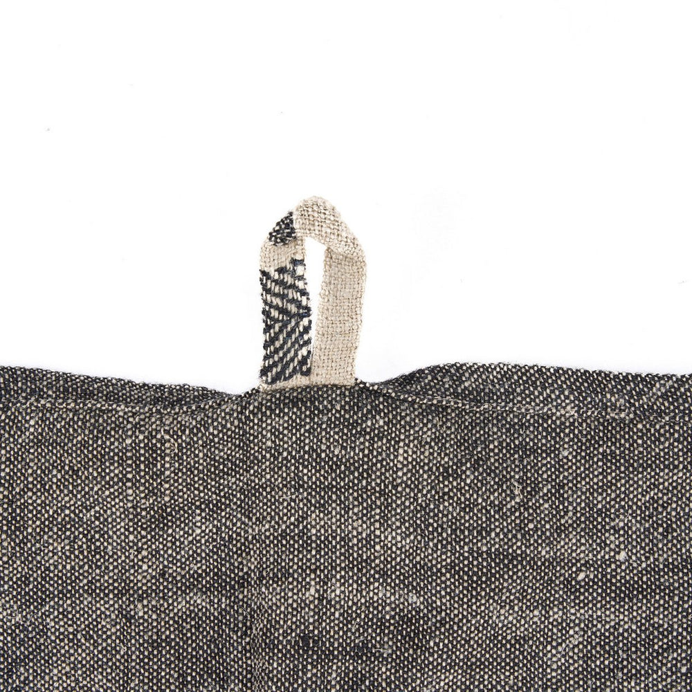 Natural black striped linen kitchen towel