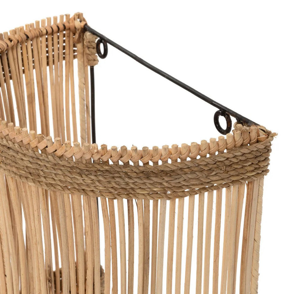 Natural rattan wall applique light shade