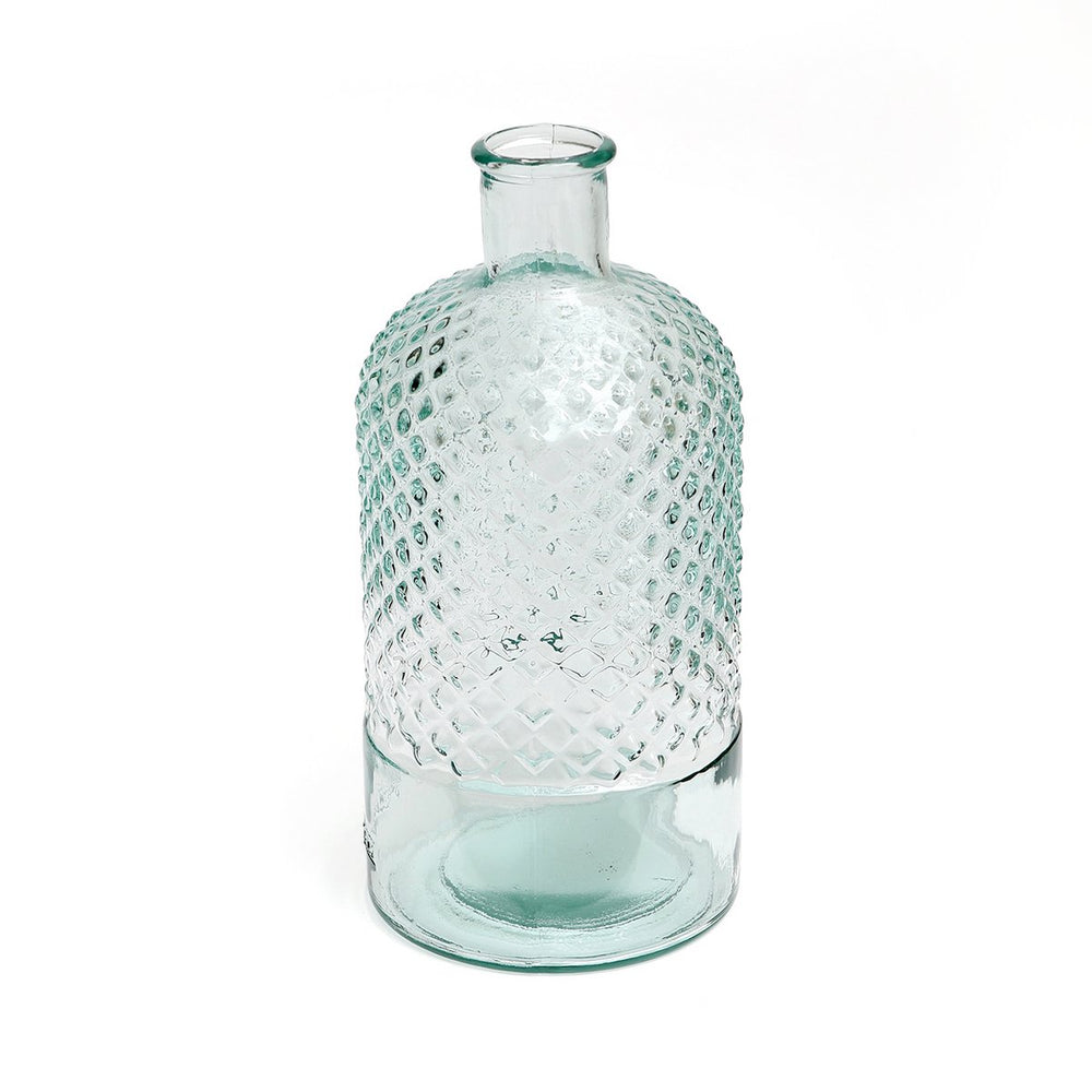 Blue handcrafted glass bottle