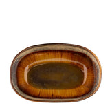 Amber-gold stoneware oval bowl