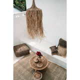 Natural woven rattan pendant lamp shade with fringes