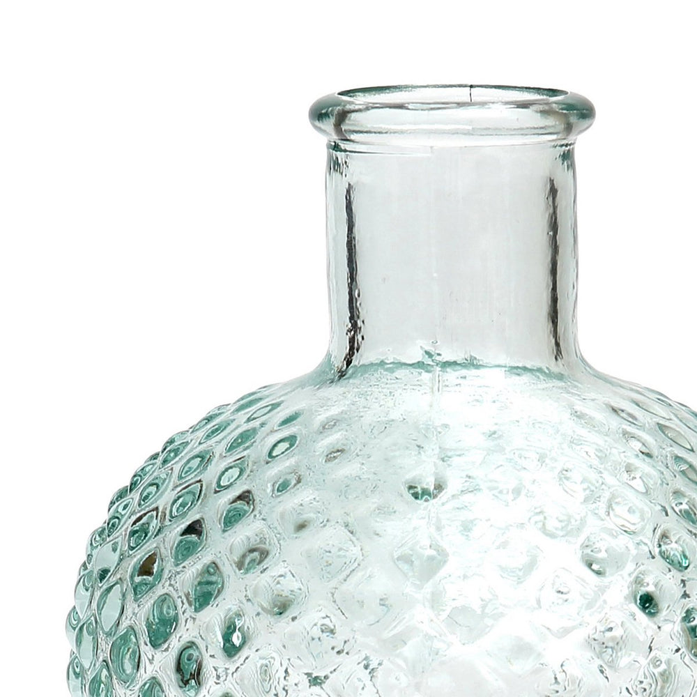 Blue textured glass bottle