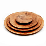 Brown teak wood round plate
