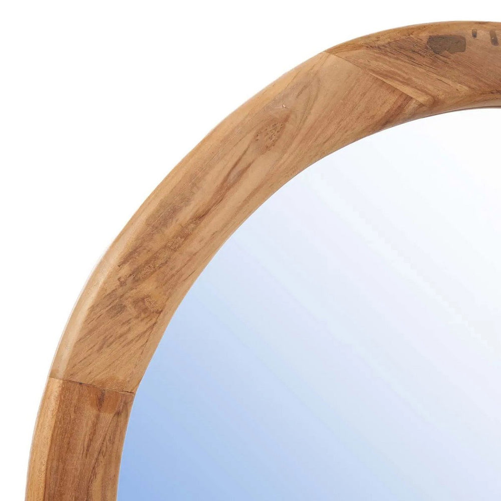 Beige teak wood organic mirror
