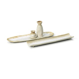 Beige ceramic oval platter