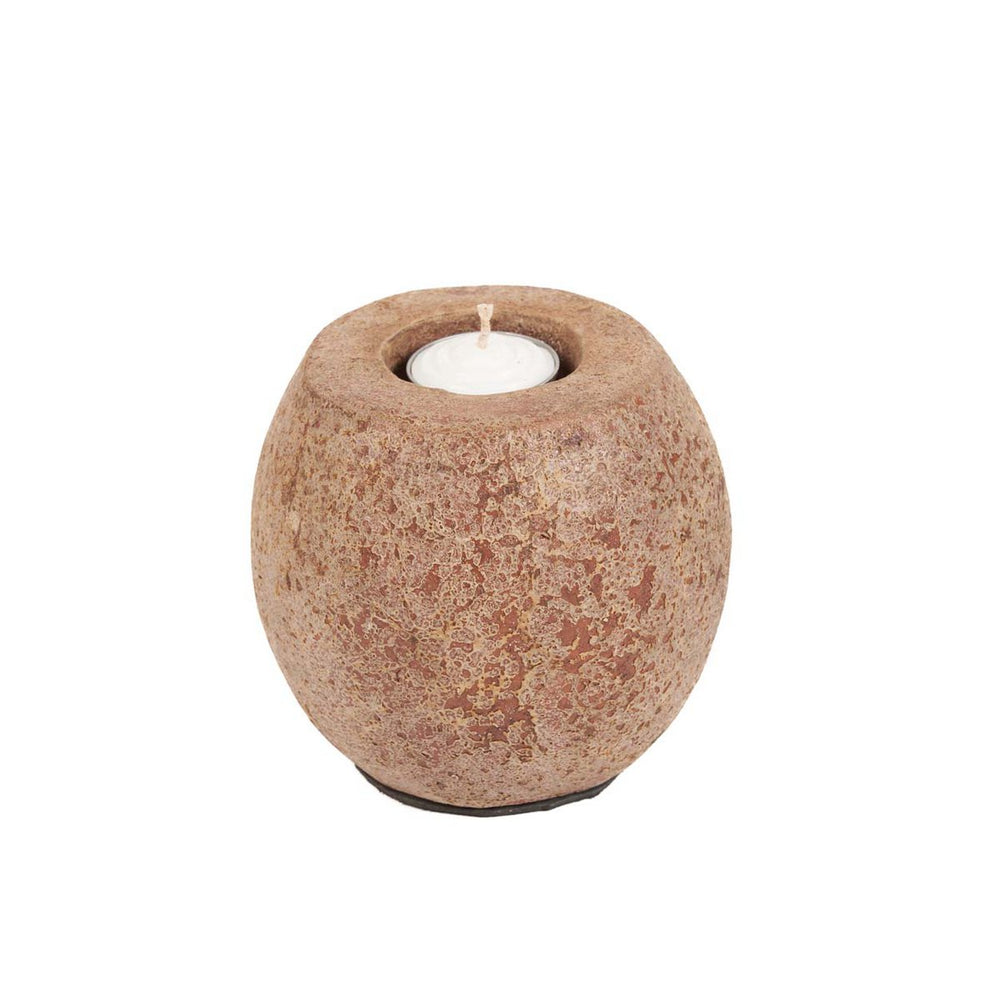 Brown terracotta candle holder