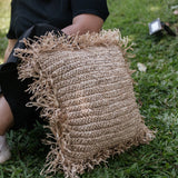 Raffia Throw Pillow Gandi – Handmade Decorative Cushion with Filling