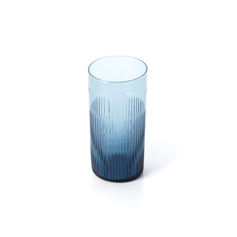 Blue rippled glass tumbler