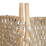 Natural seagrass and teak room divider