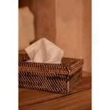 Natural brown woven rattan tissue box cover