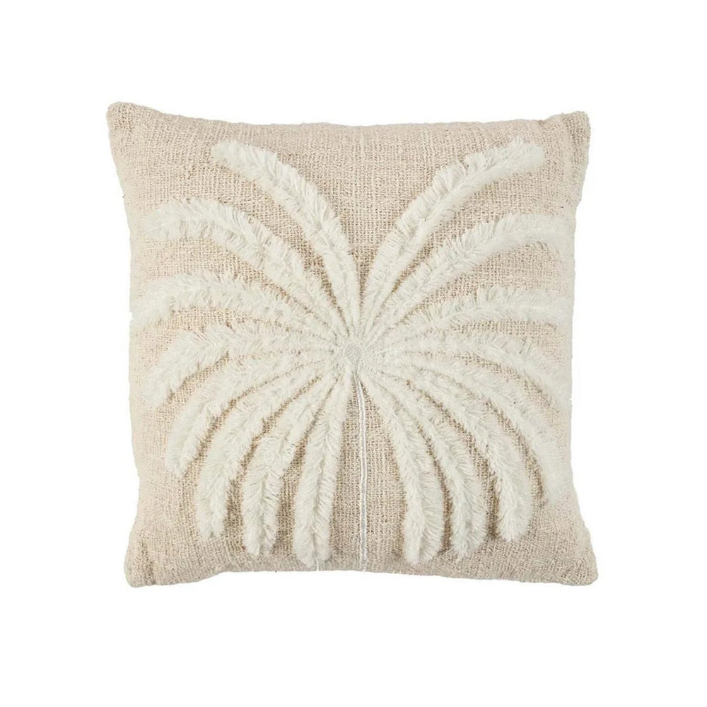 Natural white raffia and cotton cushion cover