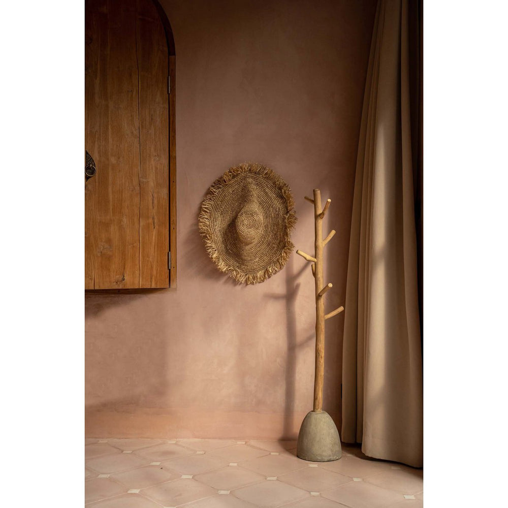 Natural wood and concrete coat hanger