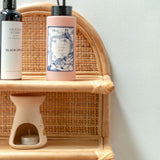 Beige rattan hanging wall shelf